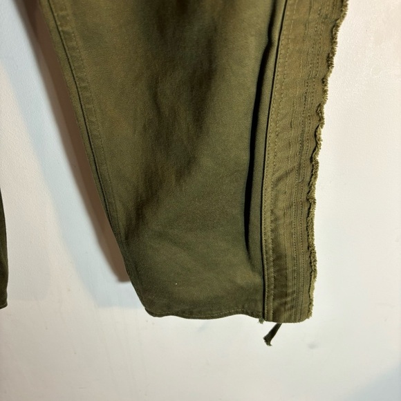 ISABEL MARANT Sz 42 Jessie Pants 100% Cotton Cropped Lace At Hem Olive Green - Picture 6 of 14